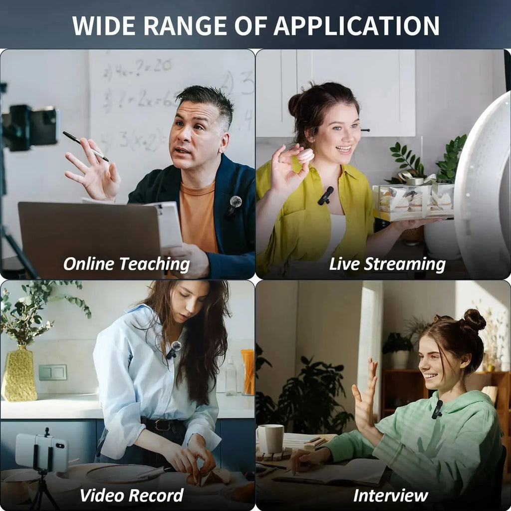 Wireless Microphone Audio Recording Mini Mic For iPhone Android Laptop