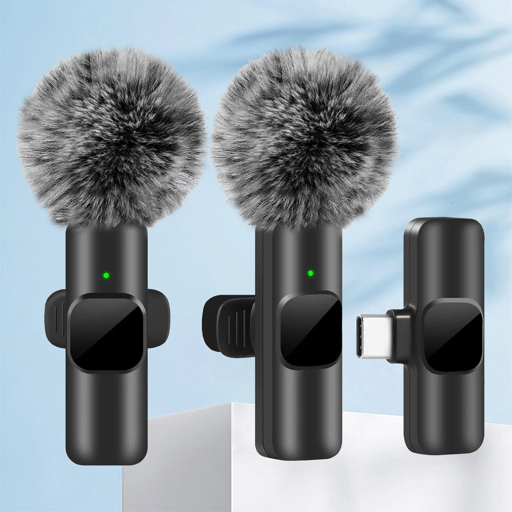 Wireless Microphone Audio Recording Mini Mic For iPhone Android Laptop