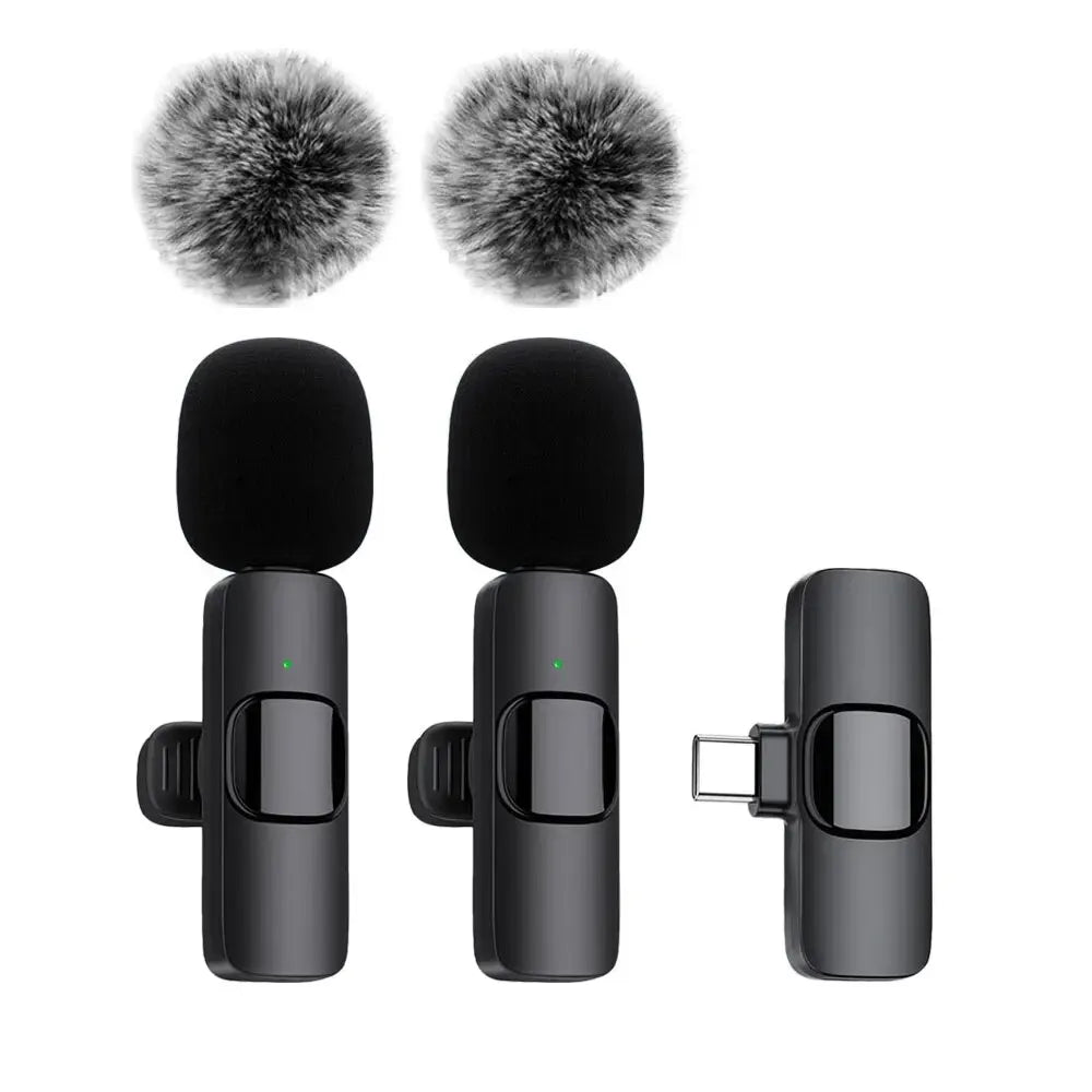 Wireless Microphone Audio Recording Mini Mic For iPhone Android Laptop