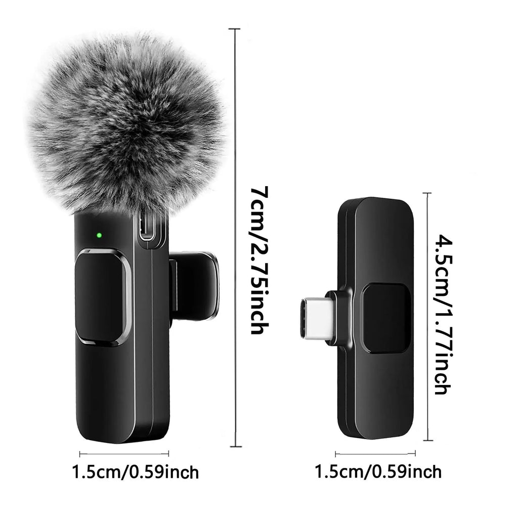 Wireless Microphone Audio Recording Mini Mic For iPhone Android Laptop
