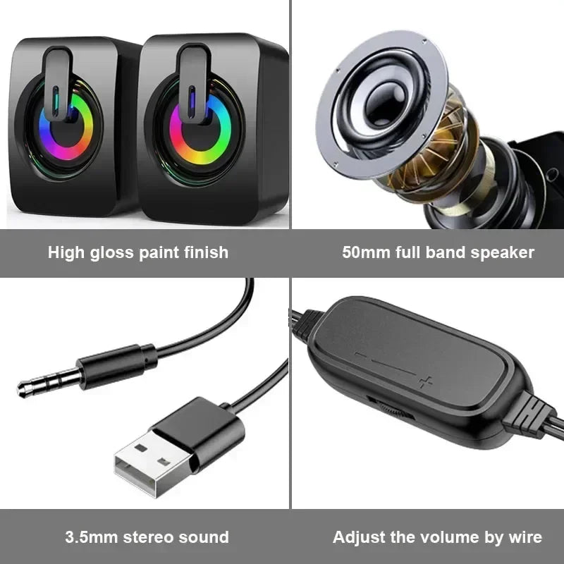 Speaker Stereo Sound With Microphone 3.5mm AUX Loudspeaker